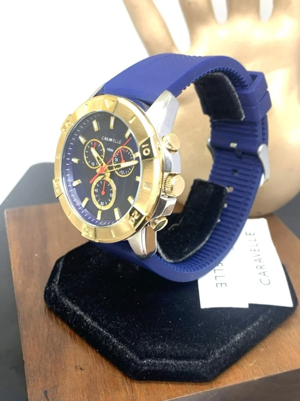 Caravelle Bulova Men's Watch 45B161 Aqualuxx Quartz Chronograph Blue Dial 44mm